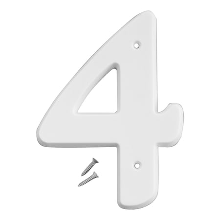 6In White Plastic Number 4, 5PK